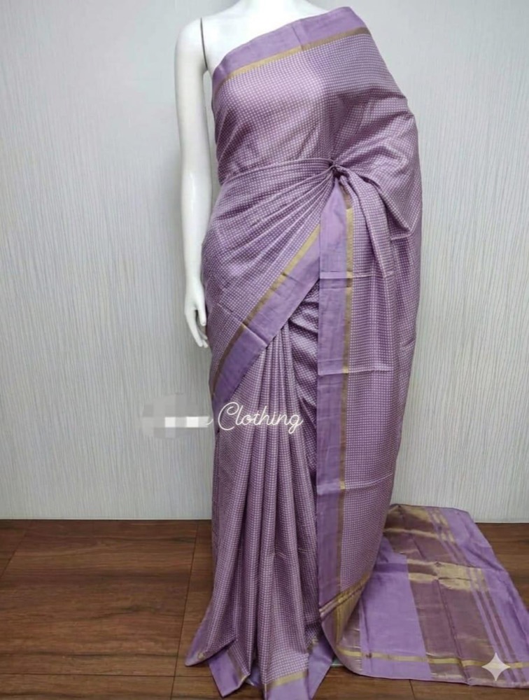 Lavender Soft Silk Zari Saree